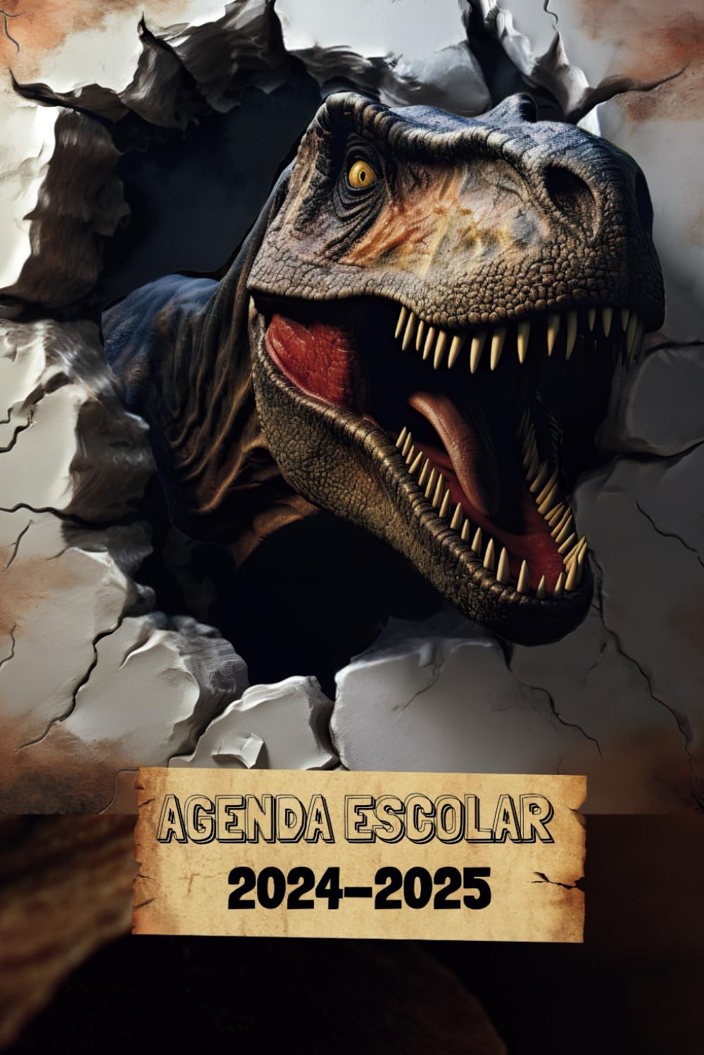 Agenda escolar 2024-2025 dinosaurios: Semana vista, organizador semanal y mensual para primaria ó secundaria| niño | Tiranosaurio Rex | A5 +