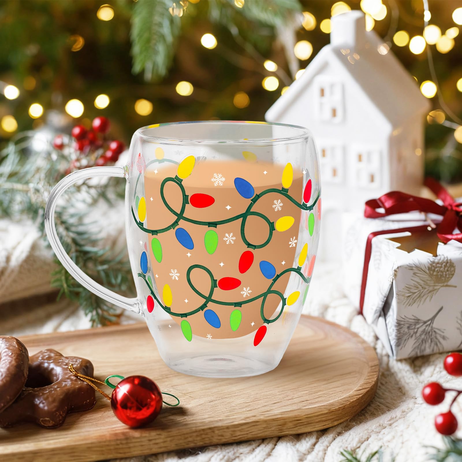 Amazon.com | JarThenaAMCS Christmas Double Wall Glass Coffee Mugs
