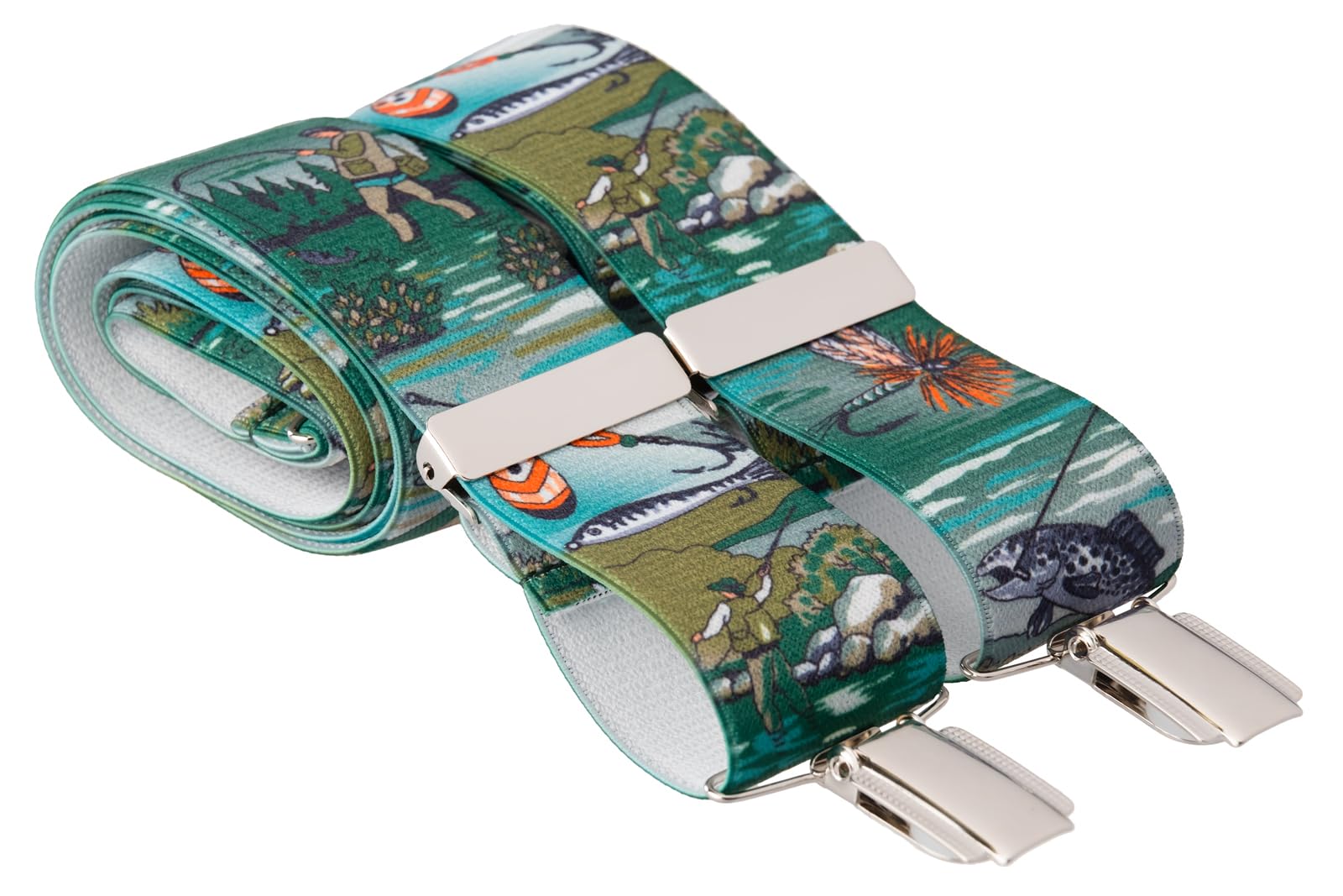 Gs Braces Men's Anglers Fishing Design Xl Trouser Braces X 35Mm Wide Clip On 48 Inch Extra Long