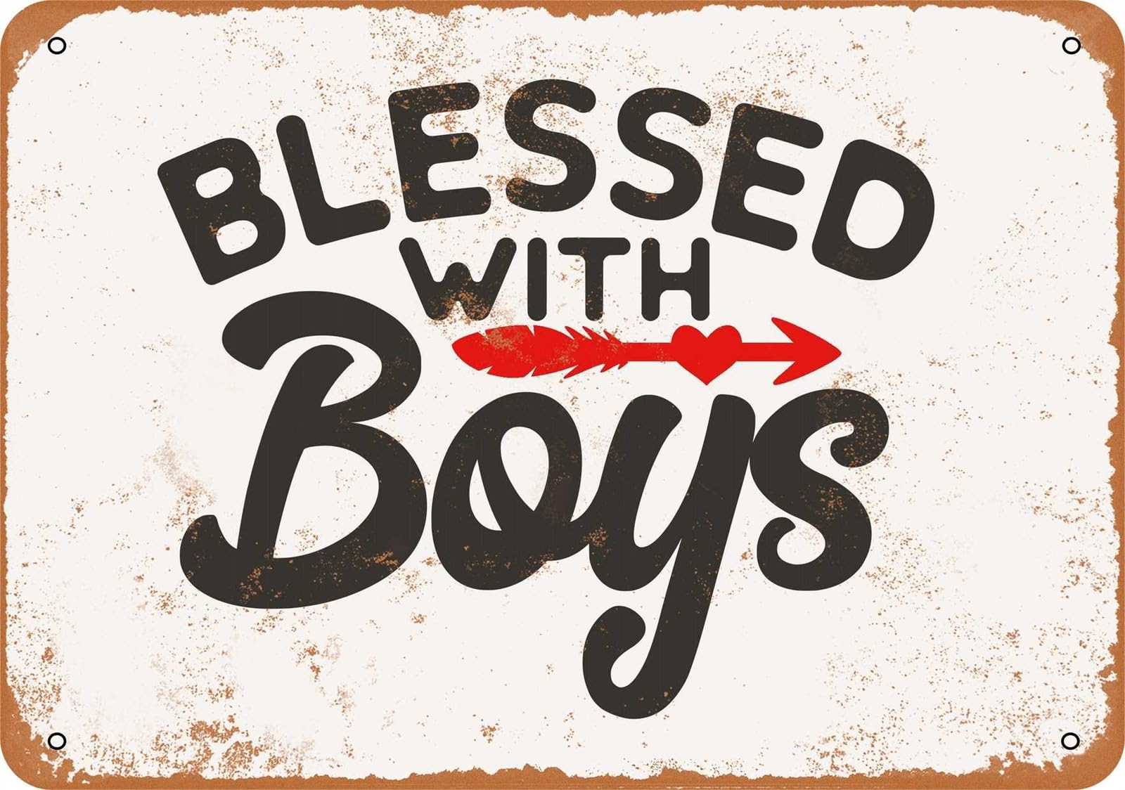 Miaomansenstore Boys Metal Sign - Blessed With - Vintage Look Home Decor