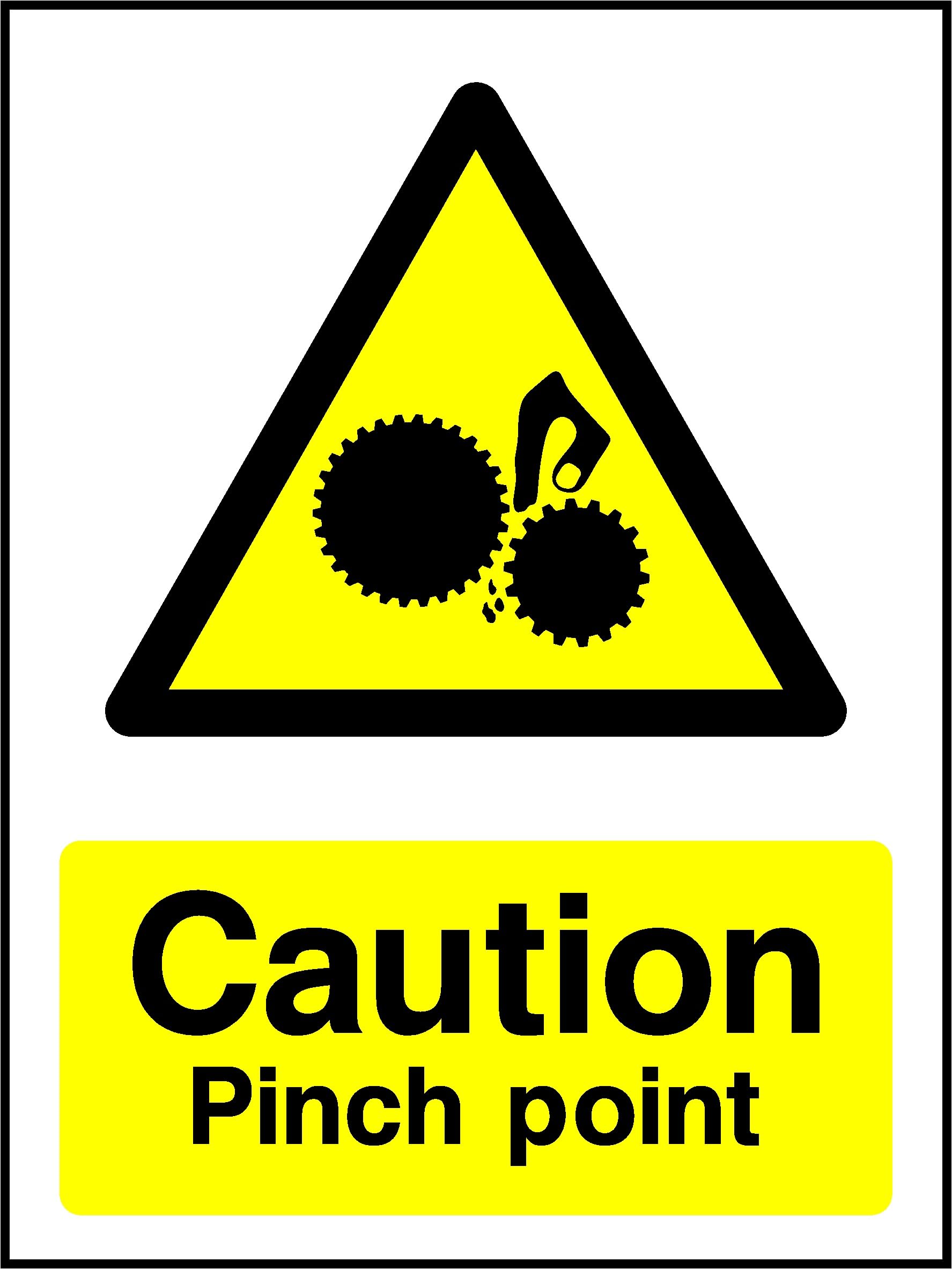PROFILESIGNS.CO Caution Pinch Point Sign - BS EN ISO 7010:2020 - Self-Adhesive Vinyl, Rigid PVC, Aluminium - 200x150mm, 300x200mm, 400x300mm, 600x400mm