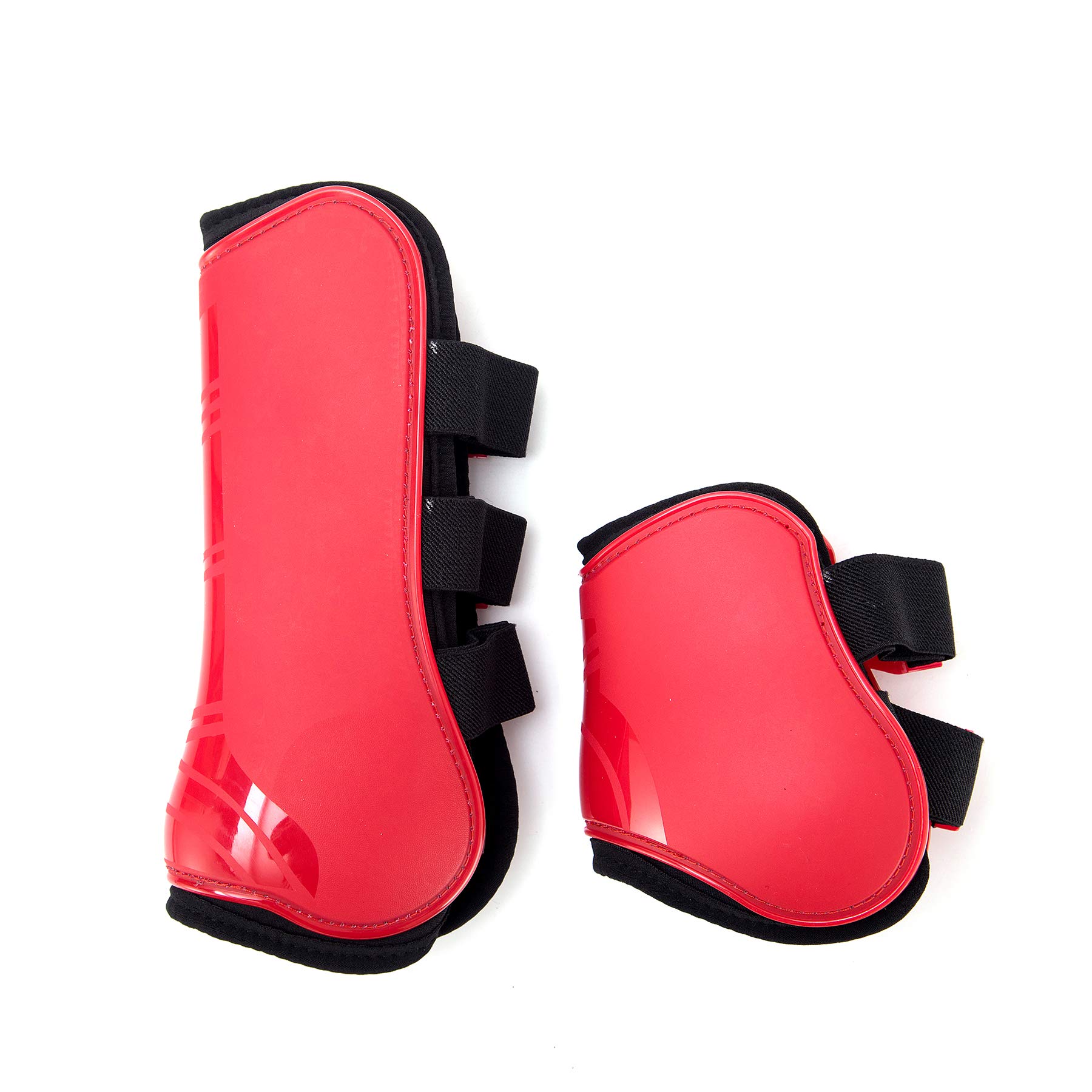 Juego de 4 Polainas para Caballos, Protectores para tendones, protección contra Saltos del Caballo, Resistentes, elásticas, de Poliuretano, con Cierre de botón, 2 Pares, M(VB), Color Rojo