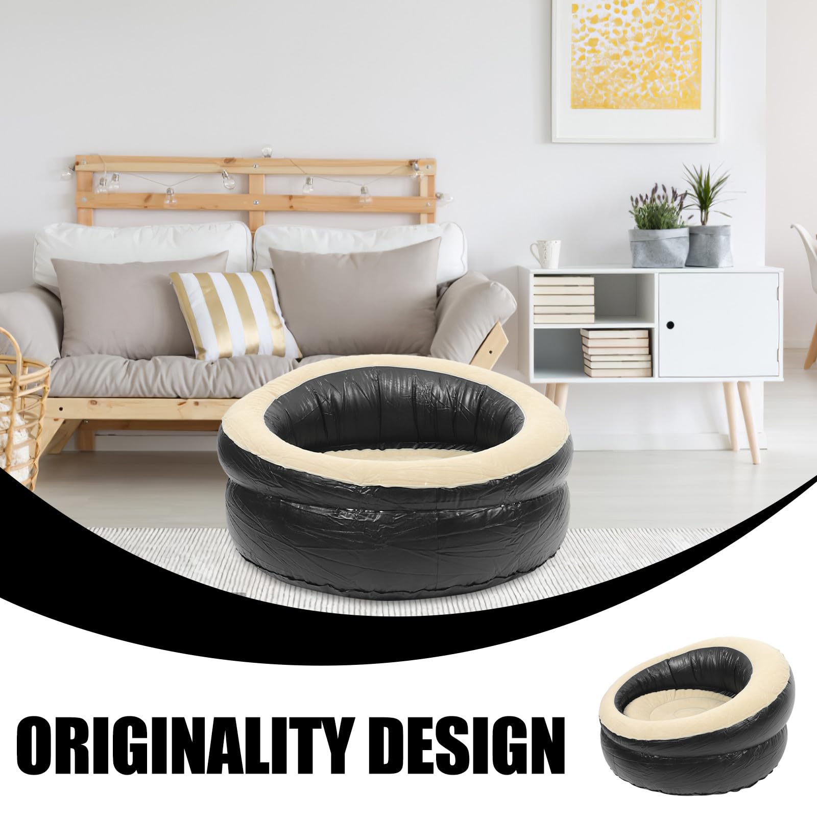 Divano Gonfiabile Portatile in PVC Argento, Cuscino Sedia Esterno Traspirante per Ridurre la Fatica, per Ufficio e Guida All'aperto