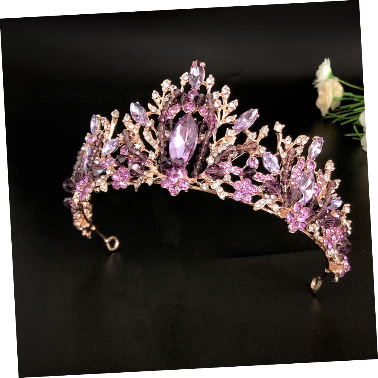 Didiseaon Tiara Princesa 3 Piezas De Cristal Morado Accesorios Para Mujer Joyas De Princesa Para Mujer Coronas De Cumpleaños Para Joya Para El Cabello Tiaras Góticas Moda Dama Pedrería