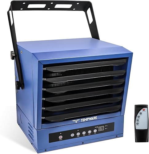 Calentador eléctrico de garaje de 10000 W, 240 V cableado, calentador digital de montaje en techo forzado con ventilador con control remoto de