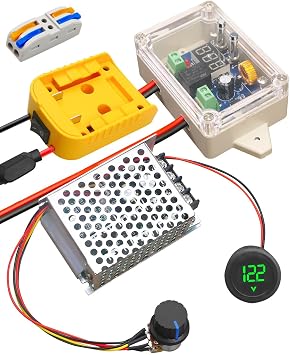 Power Wheel Battery Adapter Converter kit Fit for DeWalt 18V 20V Battery with Voltage Regulator Fuse and Wire Terminals, Upgrade Conversion Connector for DW DIY RC Car Truck Robotics Toys
