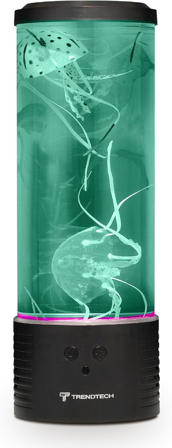 Lumina Jellyfish Mood Lamp illuminated with green light.
