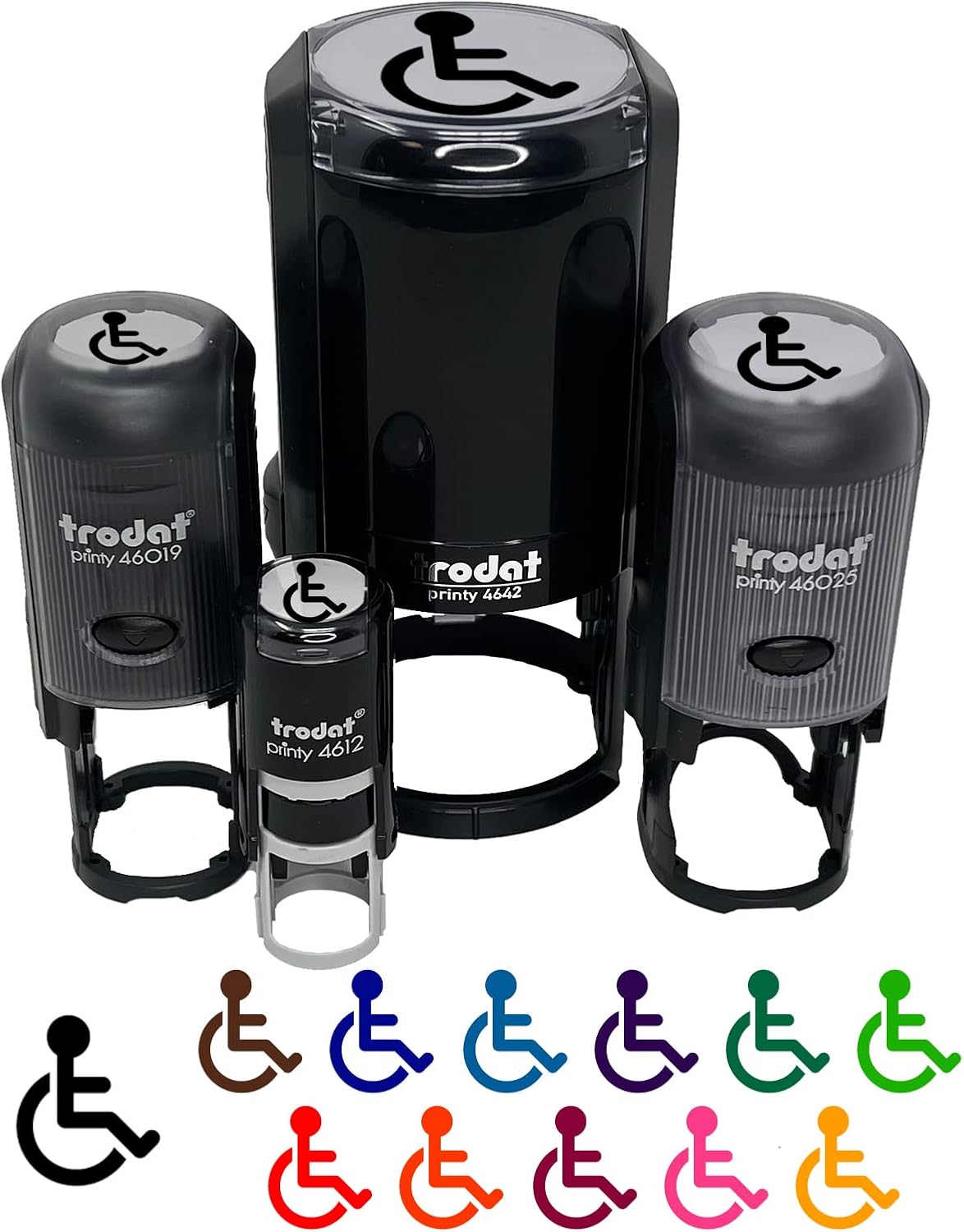 Handicap Disabled Wheelchair Access Icon Self-Inking Rubber Stamp Ink Stamper for Stamping Crafting Planners - 1-1/2 Inch Large - Red Ink