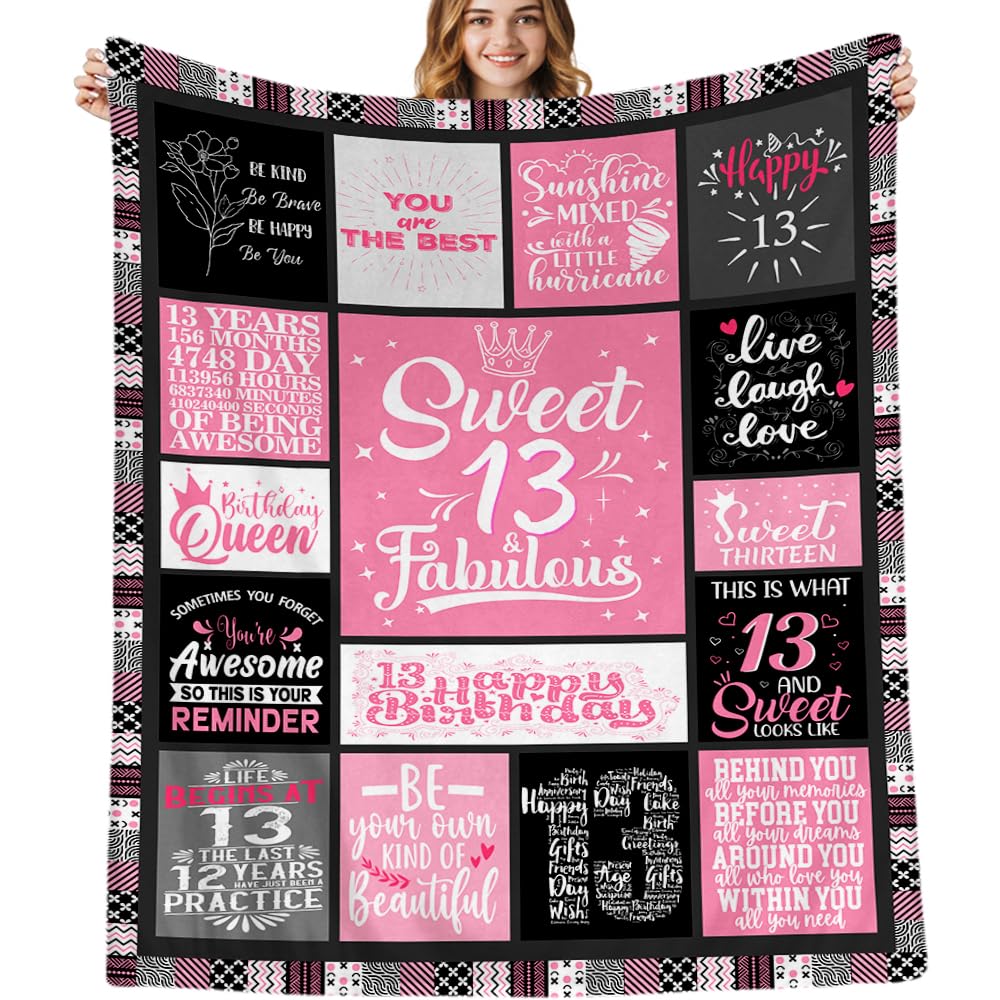 Fopoer 13th Birthday Gifts for Girls, Gifts for 13 Year Old Girls Sister Throw Blanket 60