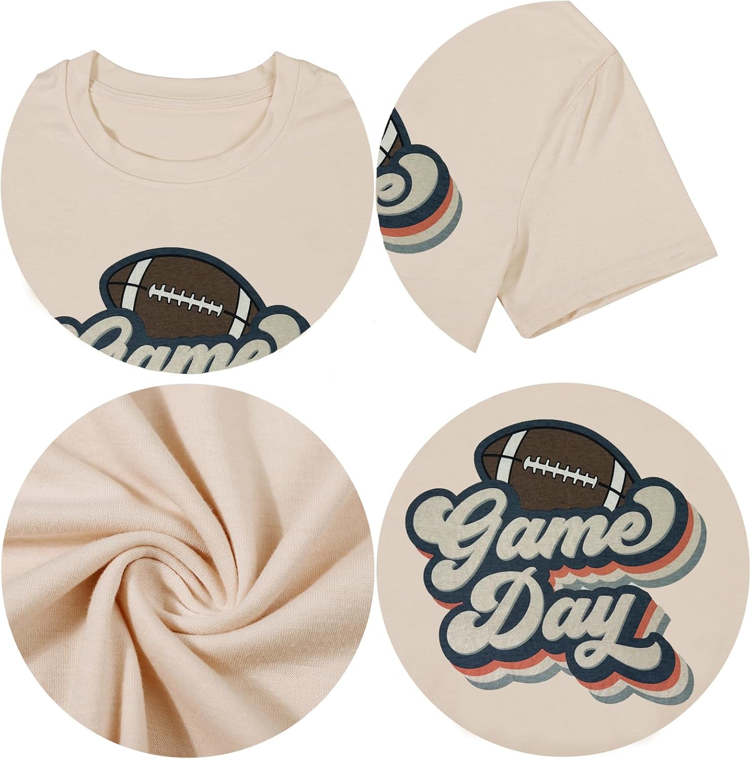 Game Day Shirt Women Football Mom T-Shirt Short Sleeve Sunday Funday Tee Top - Image 5