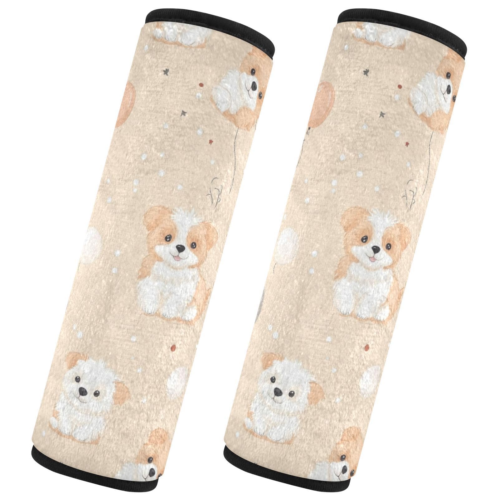Seat Belt Covers 2 Pack Fluffy Puppies Car Seat Strap Covers Super Soft Dogs Ballons Car Seat Neck Cover for Boys Girls Adults Babies S