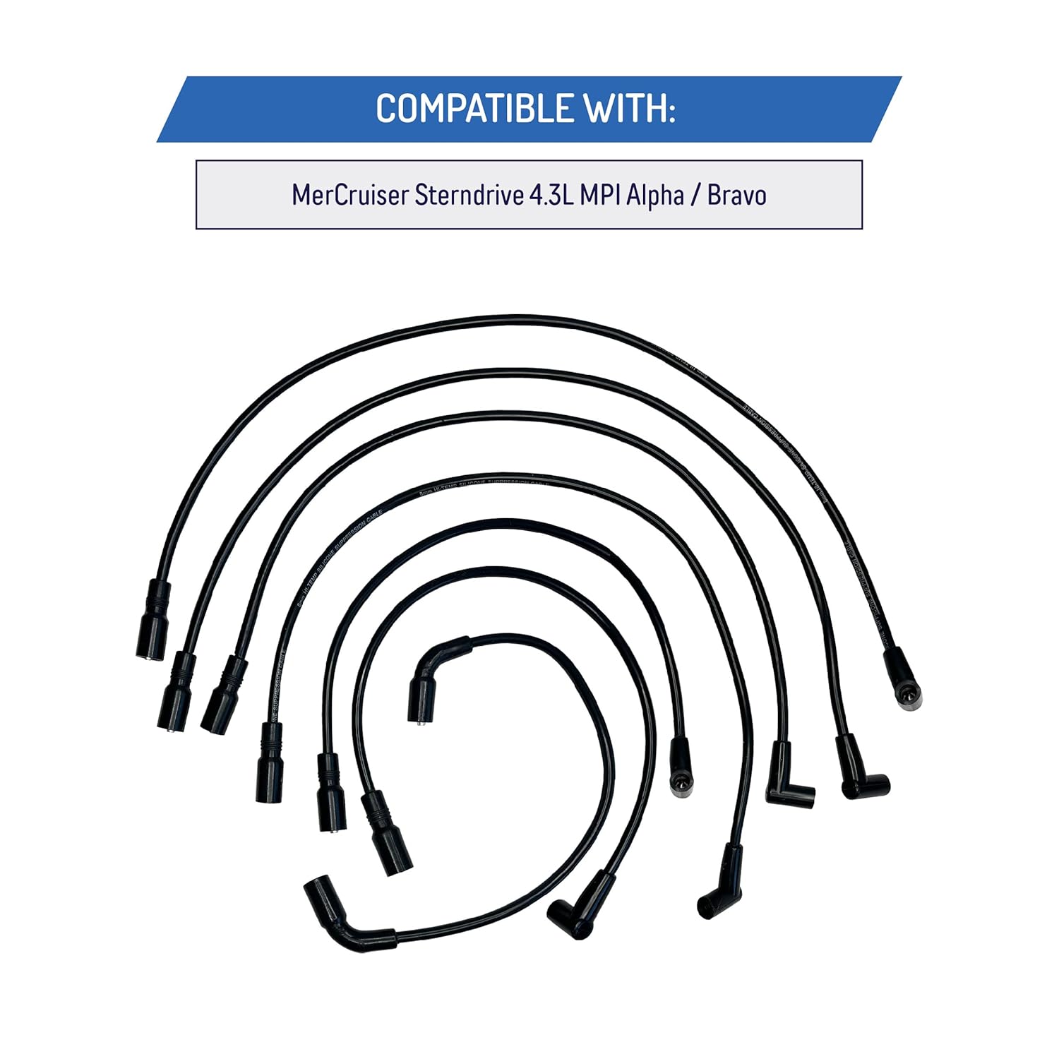 Spark Plug Wire Set Replacement for MerCruiser 4.3L Alpha/Bravo V6 GM - 863656A2, 18-8829-1, 84-863656A2