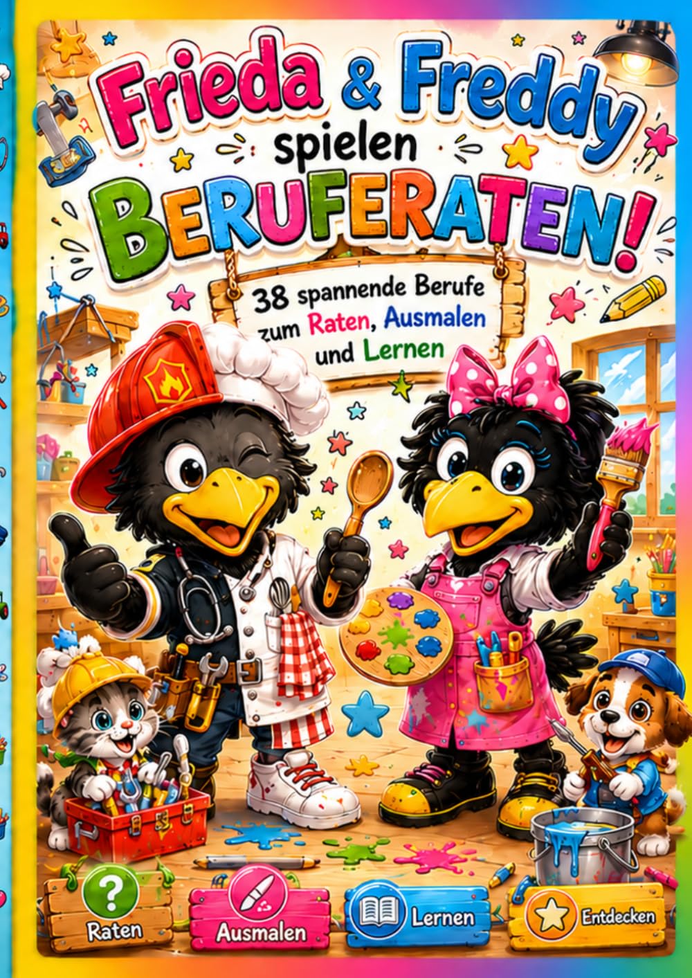 Frieda & Freddy spielen Beruferaten!: 38 Berufe zum Raten, Ausmalen und Lernen – spielerischer Entdeckerspaß für neugierige Kinder