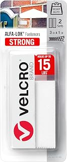 VELCRO Brand ALFA-LOK Snap Lock Technology Reclosable Fasteners | 2 Sets, 3 x 1 in Heavy Duty Strips with Adhesive | Semi-Permanent Mounting Indoor or Outdoor, White