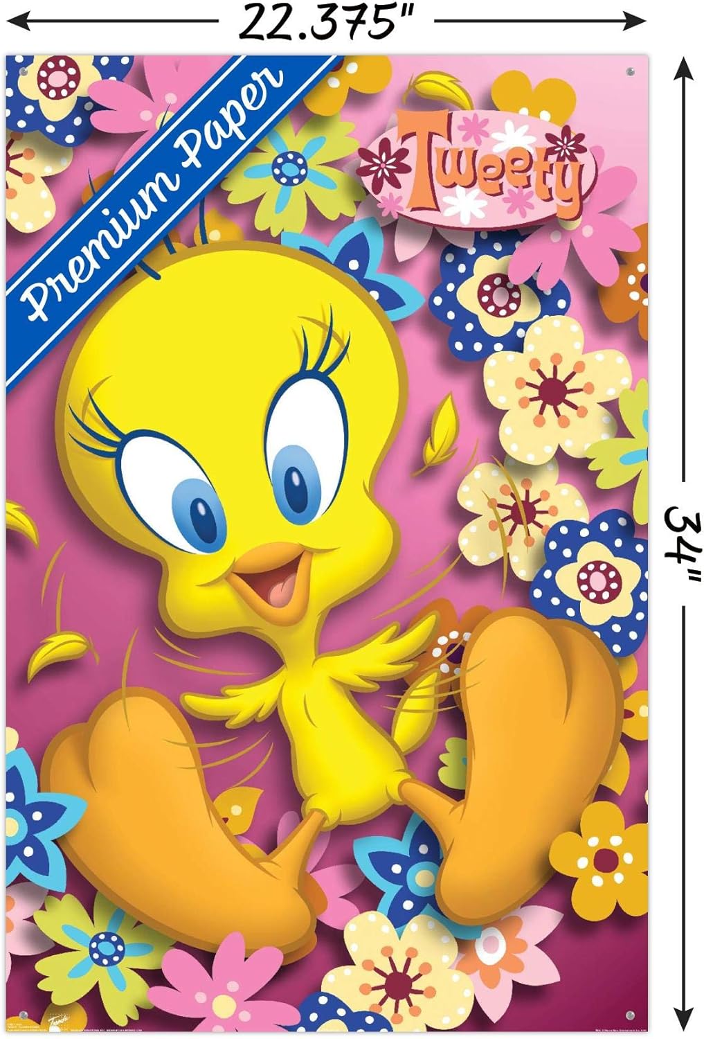 Trends International Looney Tunes - Tweety Bird - Power Wall Poster, 22.375" x 34", Premium Poster & Push Pin Bundle