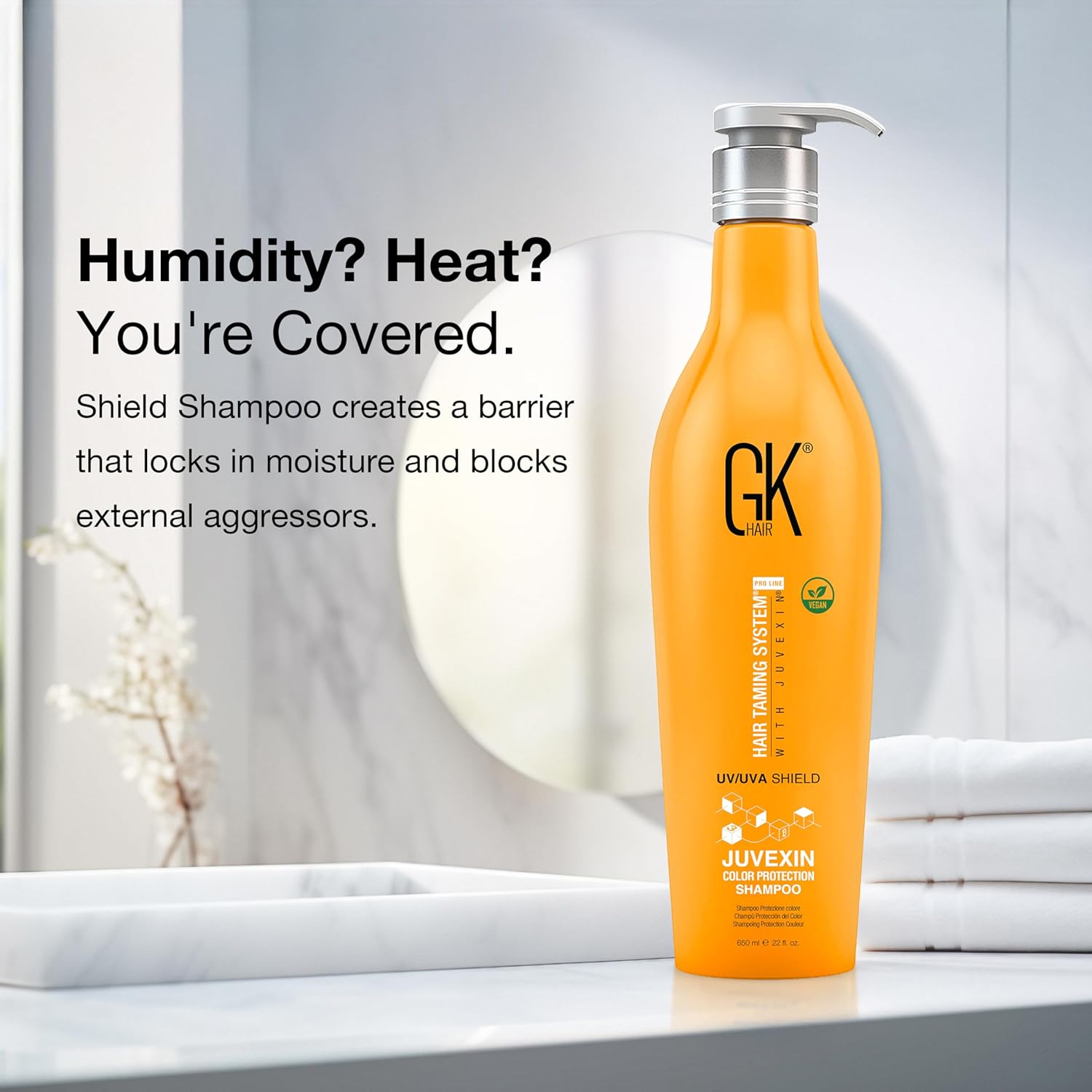 GK HAIR Shield Shampoo 22 Fl Oz – Color Safe, UV Protection, Aloe Vera & Argan Oil, Sulfate and Paraben Free, Repairs Damage, Boosts Shine, Hydrating, Vegan Hair Care