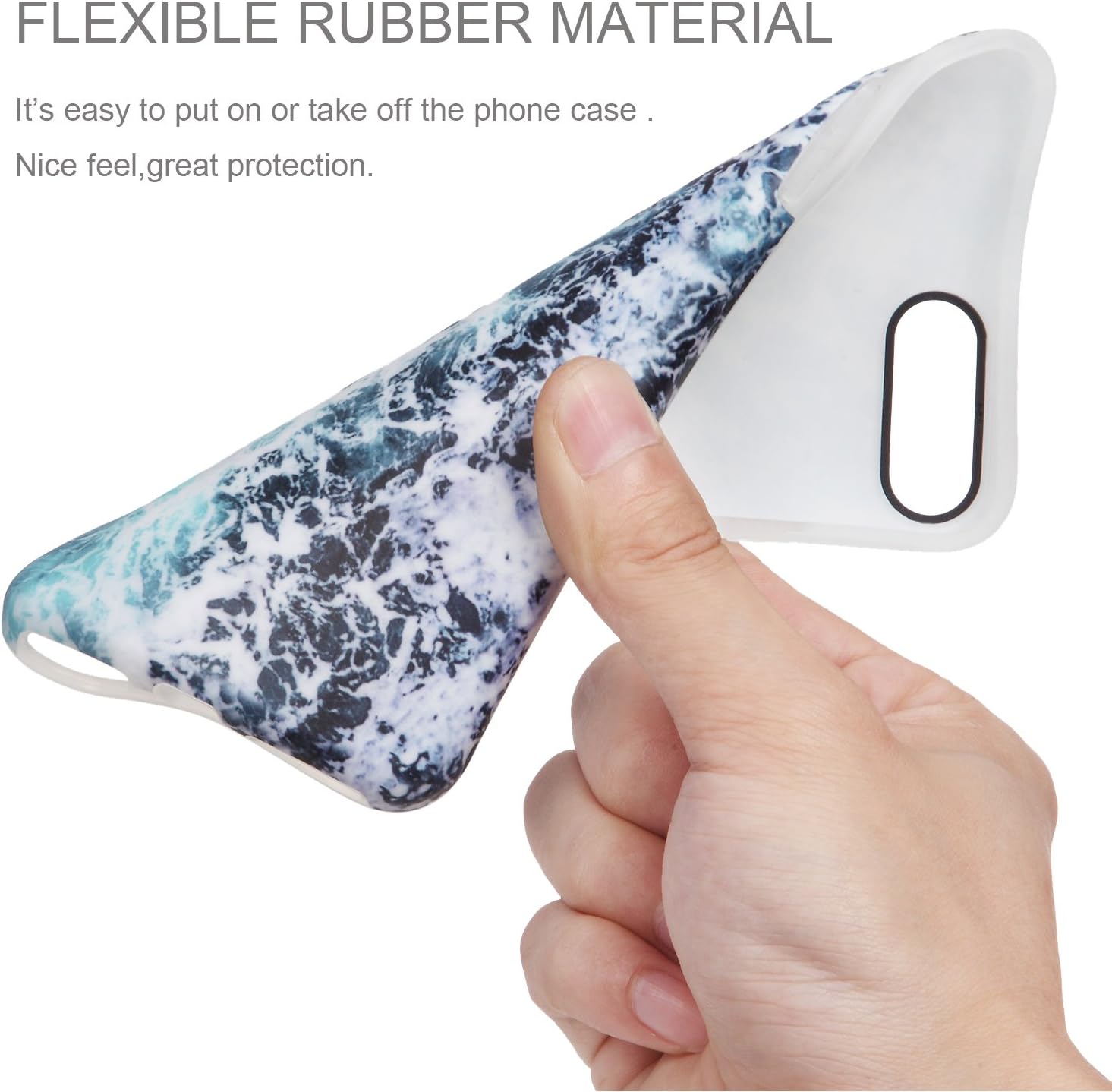 iPhone 7 Plus Case,iPhone 8 Plus Case, Blue Sea Waves Men Women Girls Slim Fit Glossy TPU Cute Clear Bumper Soft Rubber Silicone Thin Protective Phone Case Cover for iPhone 7 Plus iPhone 8 Plus
