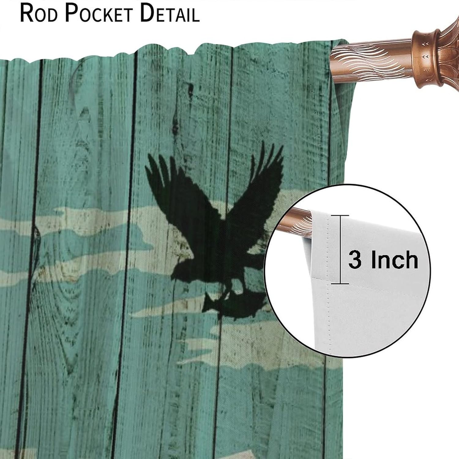 Cabin Rustic Lodge Blackout Curtains for Bedroom - Retro Forest Wildlife Animal Beer Deer Eagles on Wooden Barn Window Treatment,Rod Pocket Room Darkening Curtains 2 Panels 63L x 27.5W