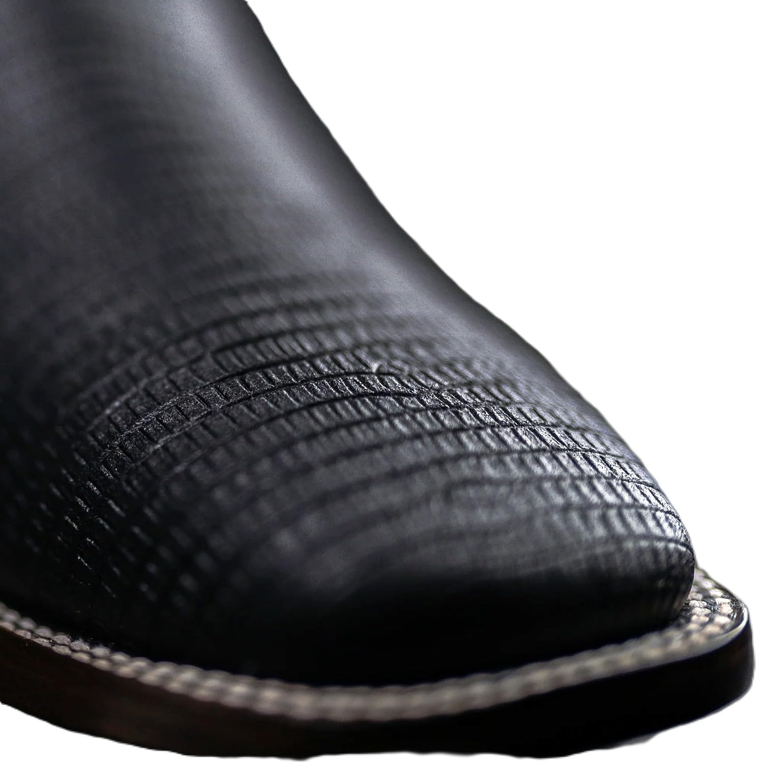 Men's Rodeo Cartie Black Ankle Western Cowboy Boot Premium Full Grain Leather Lizard Print Square Toe Leather Sole Pull-On 1.5 Inch Heel Rodeo Work Outdoor Durable Anti-Fatigue Lightweight Handcrafted Artisan Style Formal Casual image 3