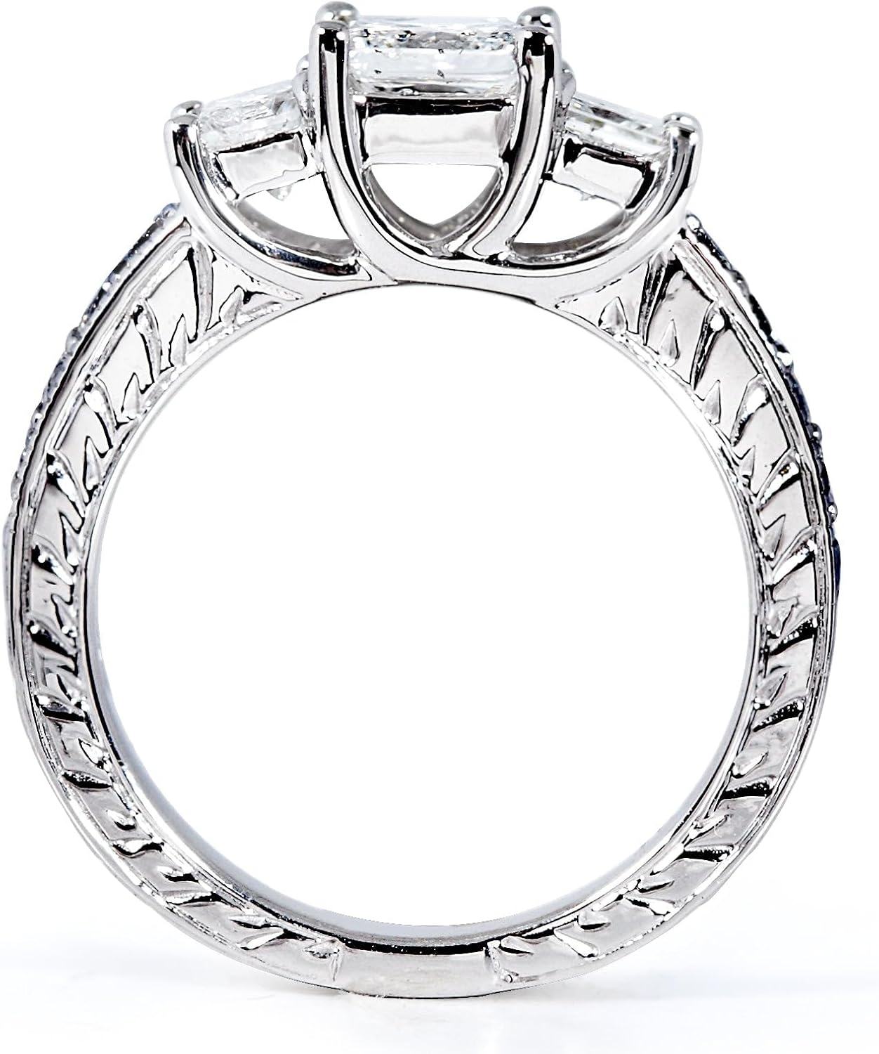 Kobelli Black & White Diamond Three-Stone Diamond Engagement Ring 1 2/5 Ct (ctw) in 14k Gold