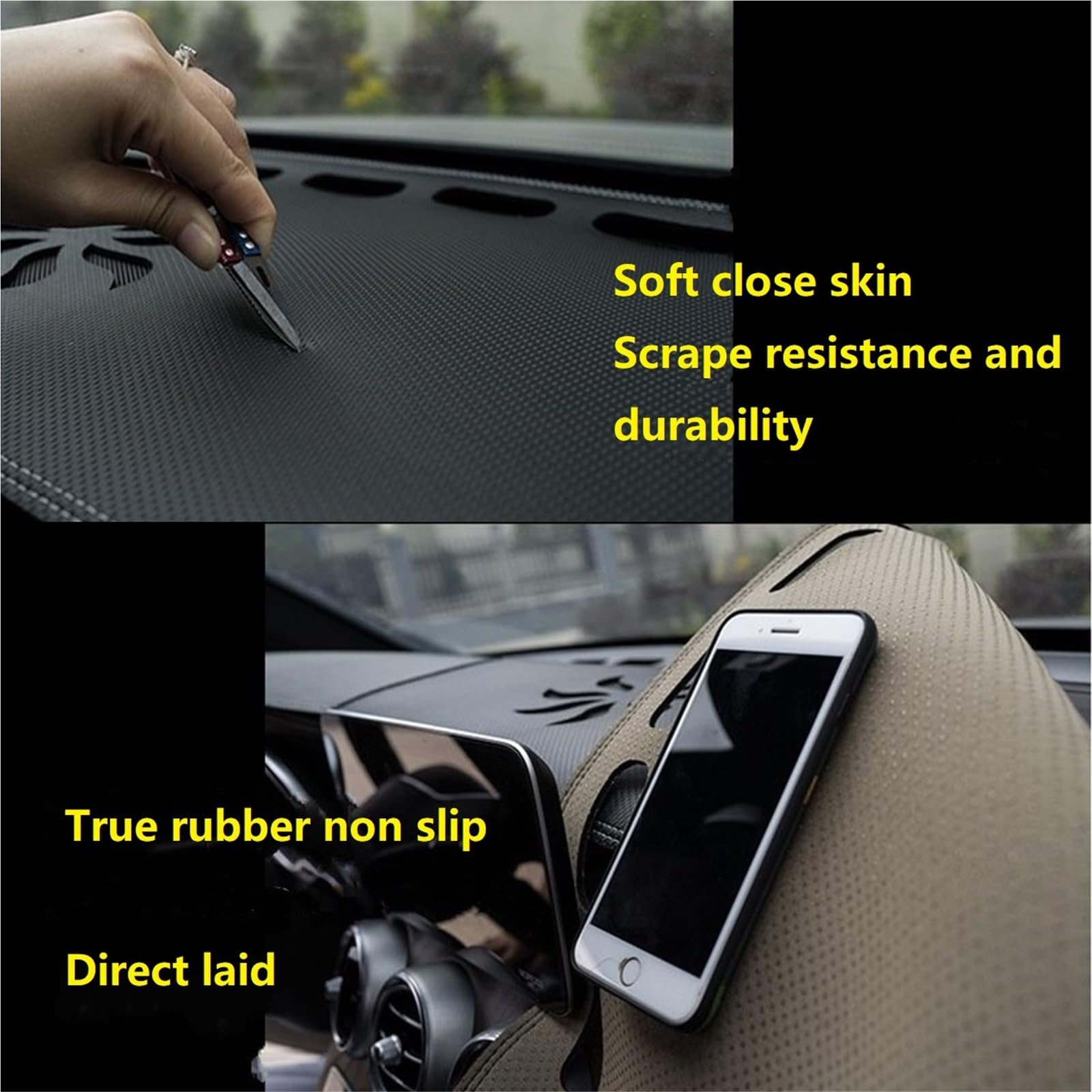 Couverture Intégrale Bouclier Tapis De Protection Antidérapant Pour Tableau Bord Voiture En Cuir Et Fibre De Carbone Pare-soleil Pour Mazda CX-30 CX30(Black Brown,With hud)