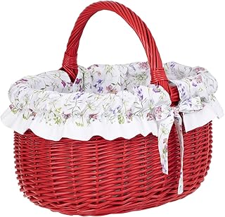 e-wicker24 Alles aus Weide Cesta de la compra ovalada de mimbre, color rojo
