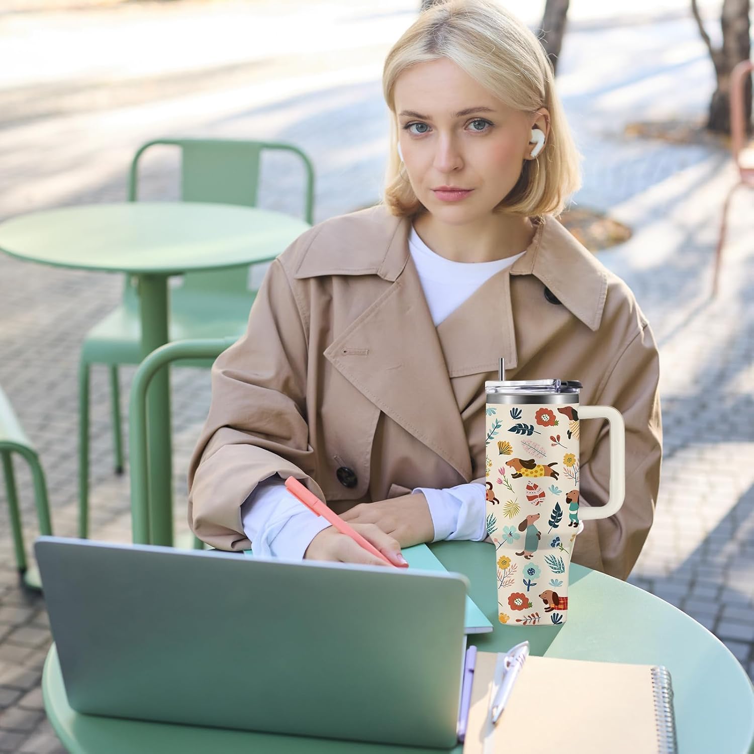 Dachshund Gifts For Women - Birthday Christmas Gifts For Dackel Owners Dog Lovers - Wiener Dog 40oz Tumbler With Handle for Dog Mom, Keeps Drinks Cold & Hot Double Wall Vacuum Insulated Cup - Image 4