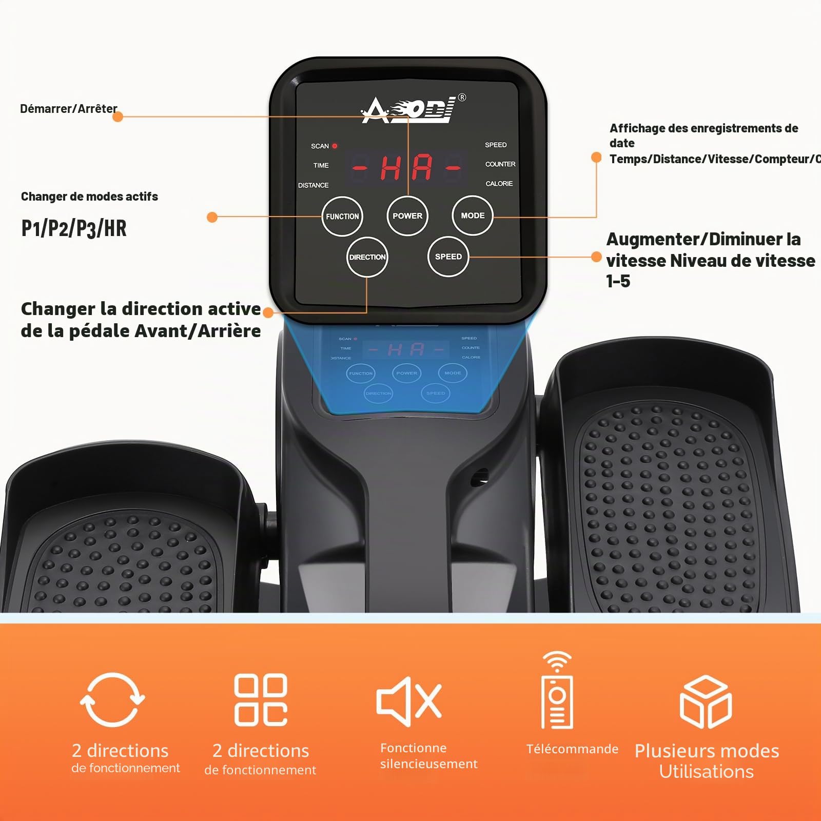 Appareil Elliptique de Bureau, Exerciseur Électrique à Pédales avec Télécommande et Écran LCD, Exerciseur de Jambes à Vitesse Réglable pour Seniors et Adultes