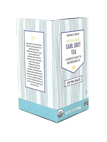 Trader Joe's - Té orgánico Earl Grey, una mezcla de té negro y aceite de bergamota, 20 bolsas de té
