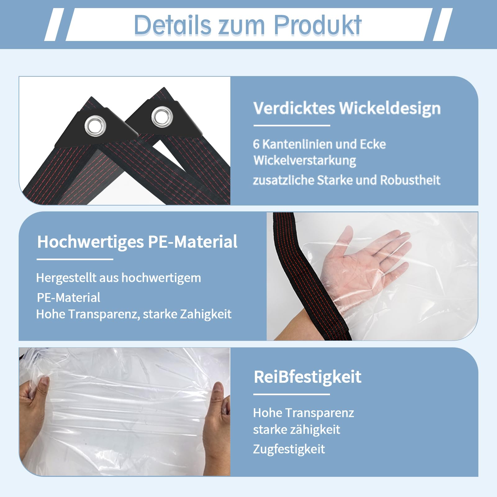 Plane Wasserdicht Transparent Mit öSen,Mehrzweck Durchsichtige Plane,Abdeckplane Durchsichtig wasserdichte,für den Außenbereich einsetzbar Regenschutz Windschutz,mit Bindeseil,3x6m