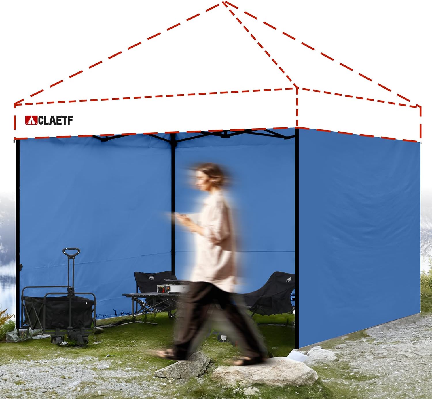 Instant Canopy SunWall for 10×10ft Pop Up Canopy,Tent with Sidewalls 210D Oxford Fabric with Waterproof 99% UV Protection,Commercial/Suits Pop up Tent. (Blue, 3Sidewalls)