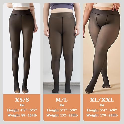 Miniatura 6 de GTETKDE Medias de forro polar translúcido para mujer, medias térmicas de invierno translúcidas falsas para mujer