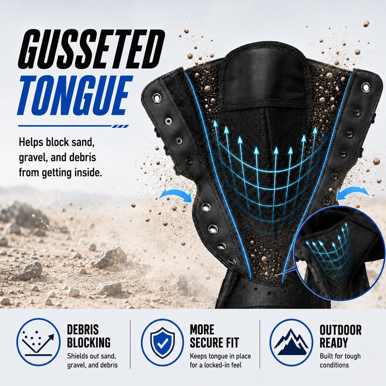 Men's Breathable Tactical Military Work Boots 8 Inch Side Zipper Lightweight Non-Slip Combat Shoes for Hiking Security Patrol Outdoor Trailmarch