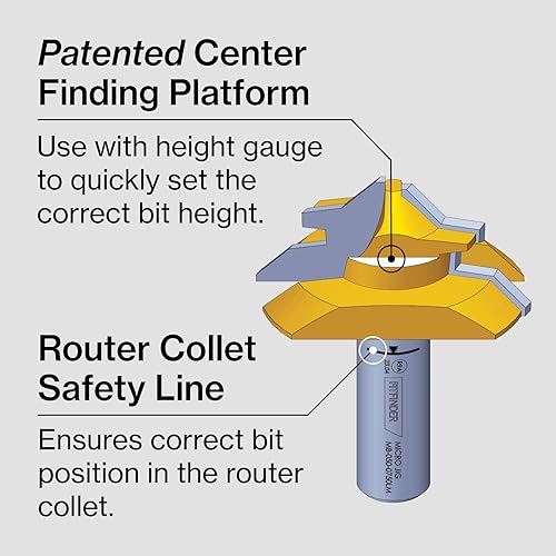 Miniatura 7 de Microjig Fitfinder MB-050-0750LM - Broca de enrutador de inglete con candado, vástago de 12 pulgada