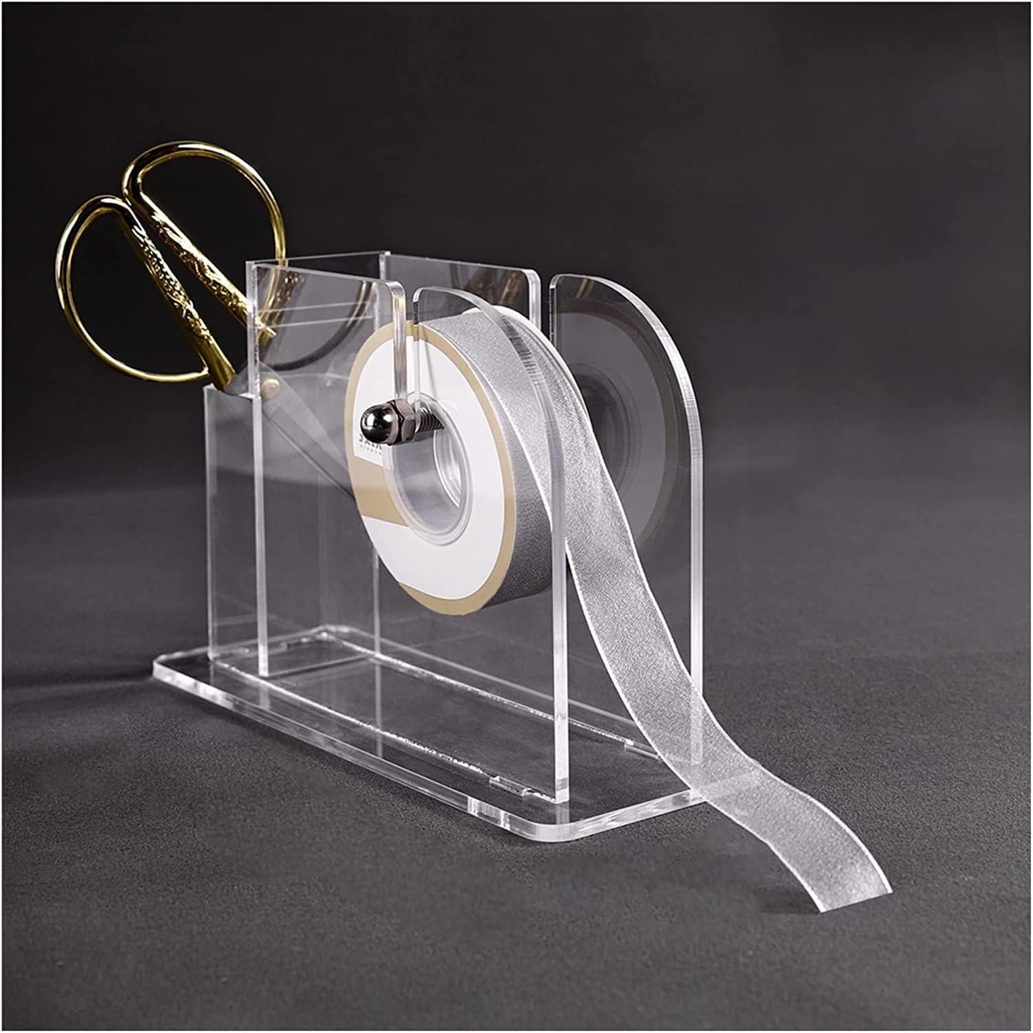 Craft Room Organiser Display Display Stand Crafts Storage Holder Organizer Transparent Rack for Wrap Ribbons, Desktop Flower Shop Ribbons Display Stand for Thread Spools, Clear Acrylic (Size : 22.5X8