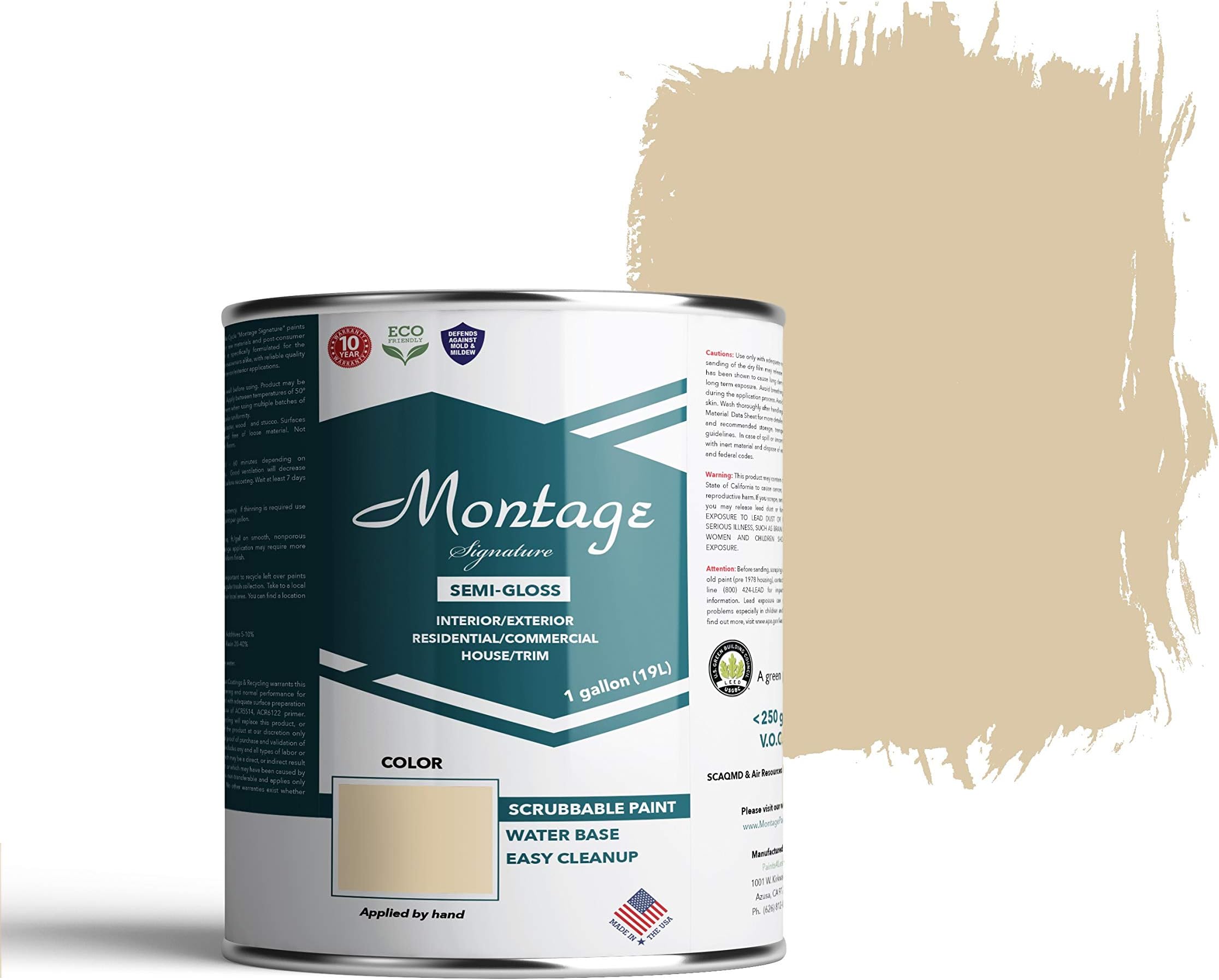 Amazon Com Montage Signature Interior Exterior Eco Friendly Paint Navajo White Semi Gloss 1 Gallon Home Improvement