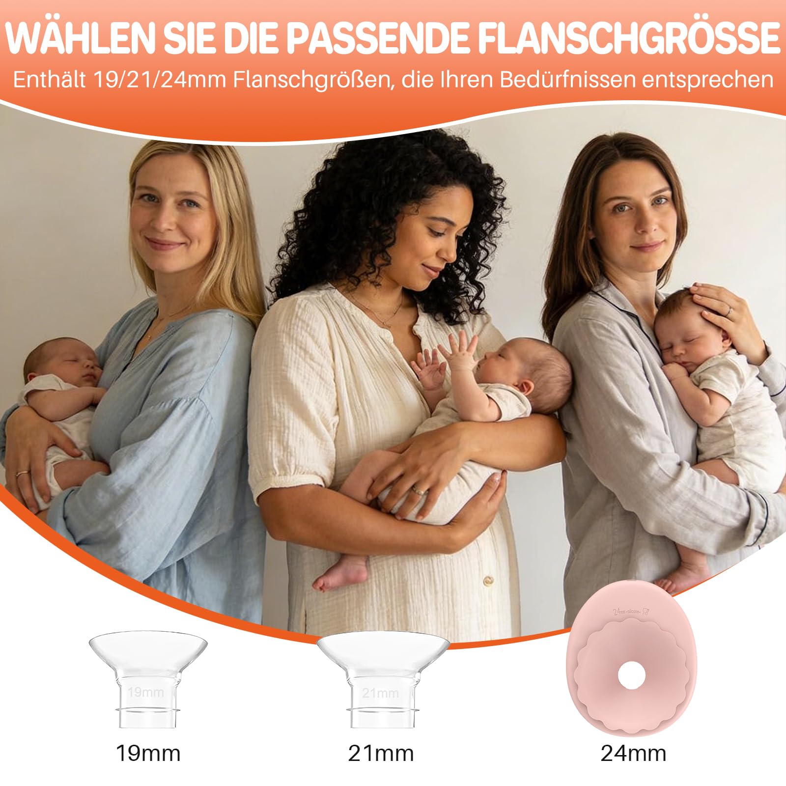 FUNYKICH Milchpumpe Elektrisch, Elektrische Milchpumpe tragbar 4 Modi, 12 Stufen 19/21/24mm Flansch, Milchmengen-Monitor, Komfortabler Leise & BPA-frei,Stillpumpe Handsfree für Büro Unterwegs(2 Stück)