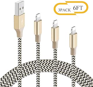 Charging Cable Budget & Good Phone Charging Cable 3 Pack 6FT Extra Long USB Cable Certified Charging Cord Fast Charger Compatible with Phone Pad Pod Air Nano Touch Black and Gold - coolthings.us