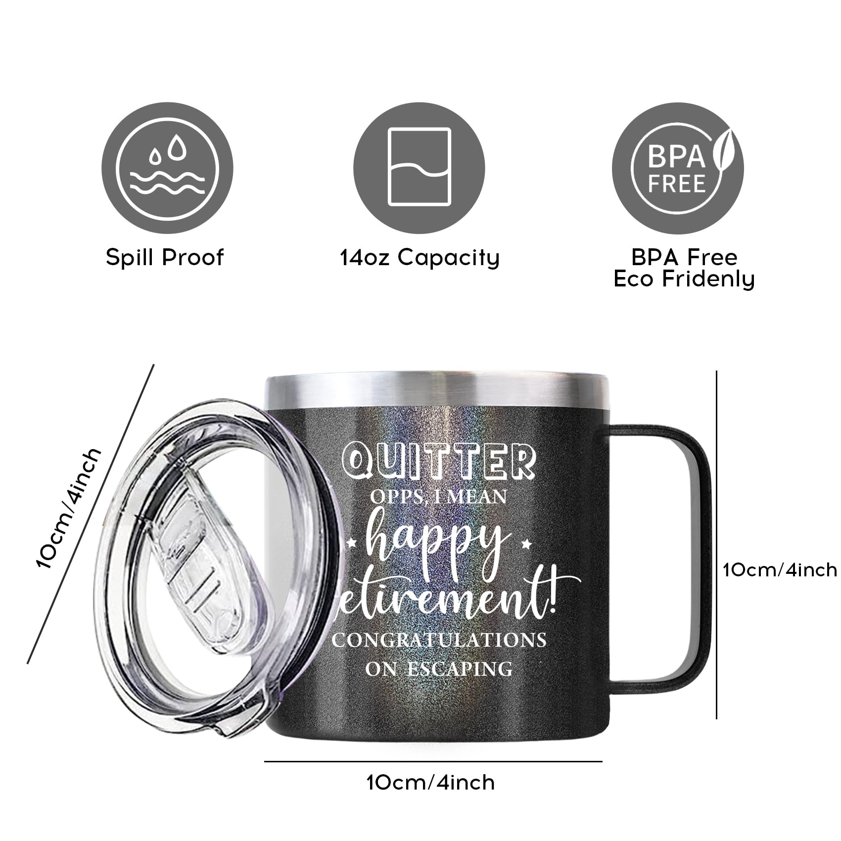 Regalos de jubilación para mujeres y hombres, vaso de jubilación con texto en inglés "I Mean Happy" para jubilación, regalo de despedida para compañeros de trabajo, colegas, jefes, amigos