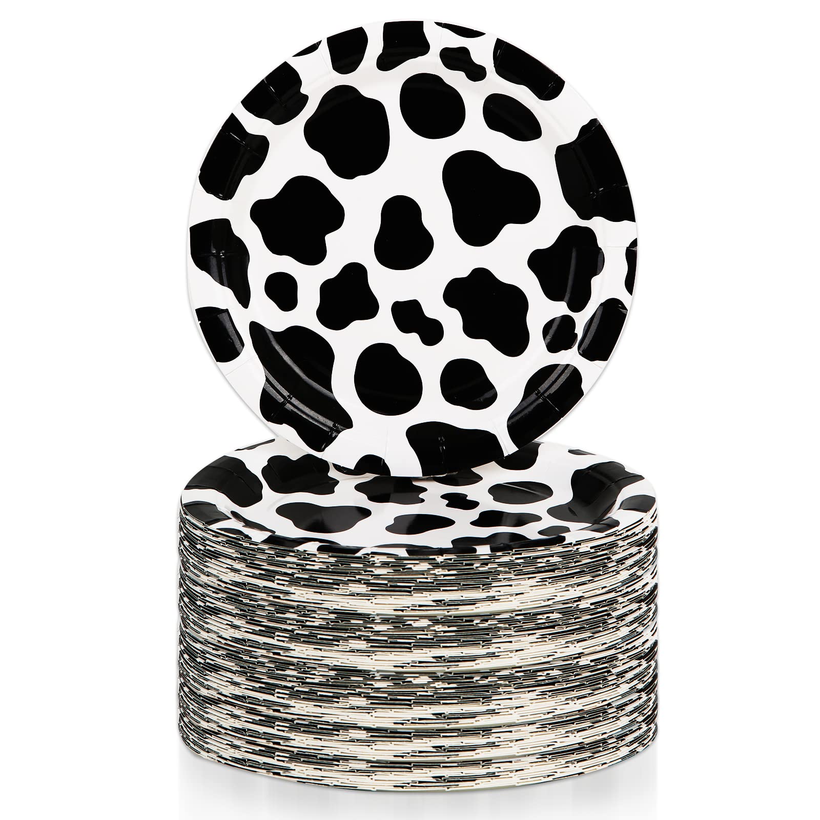 patscorai 100 Pcs Cow Print Plates 7 Inch Cow Print Paper Party Supplies Disposable Dinner Dessert Plate Cow Theme Birthday Party Baby Shower Picnic