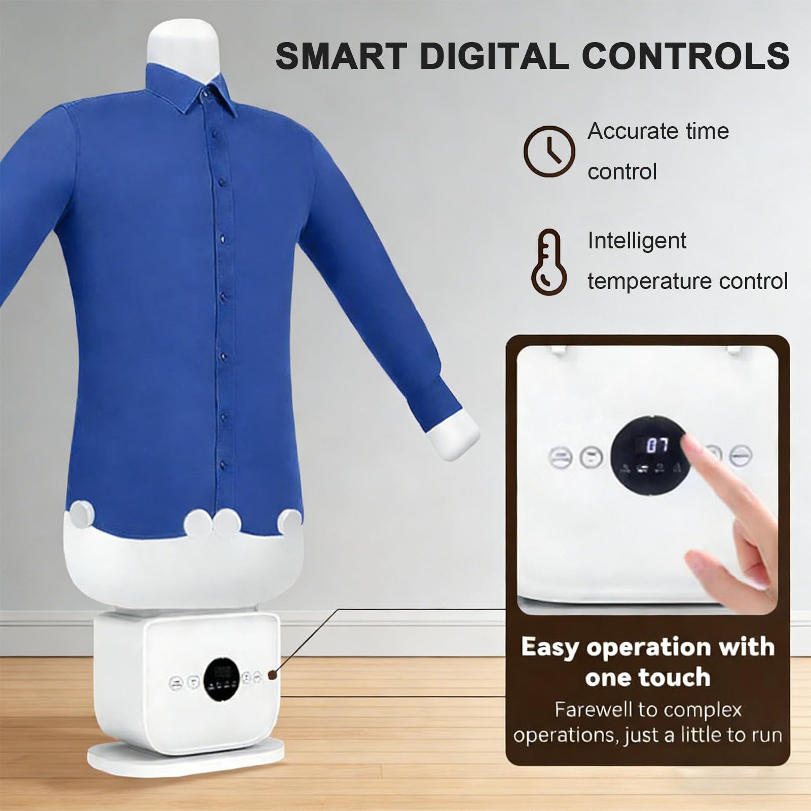 Ferro Stiro ad Aria Calda Automatici Stira Camicie Gonfiabile Automatico Asciugatrice per Vestiti e Dispositivo Antirughe per Camicie per Abbigliamento Scarpe, 360° Asciugatura Set-B