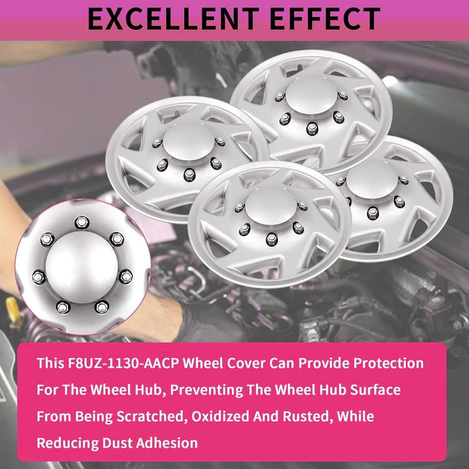 4 個簡単取り付けホイールスキン 1998-2023 16 インチハブキャップカバー F8UZ-1130-AACP F8UZ1130