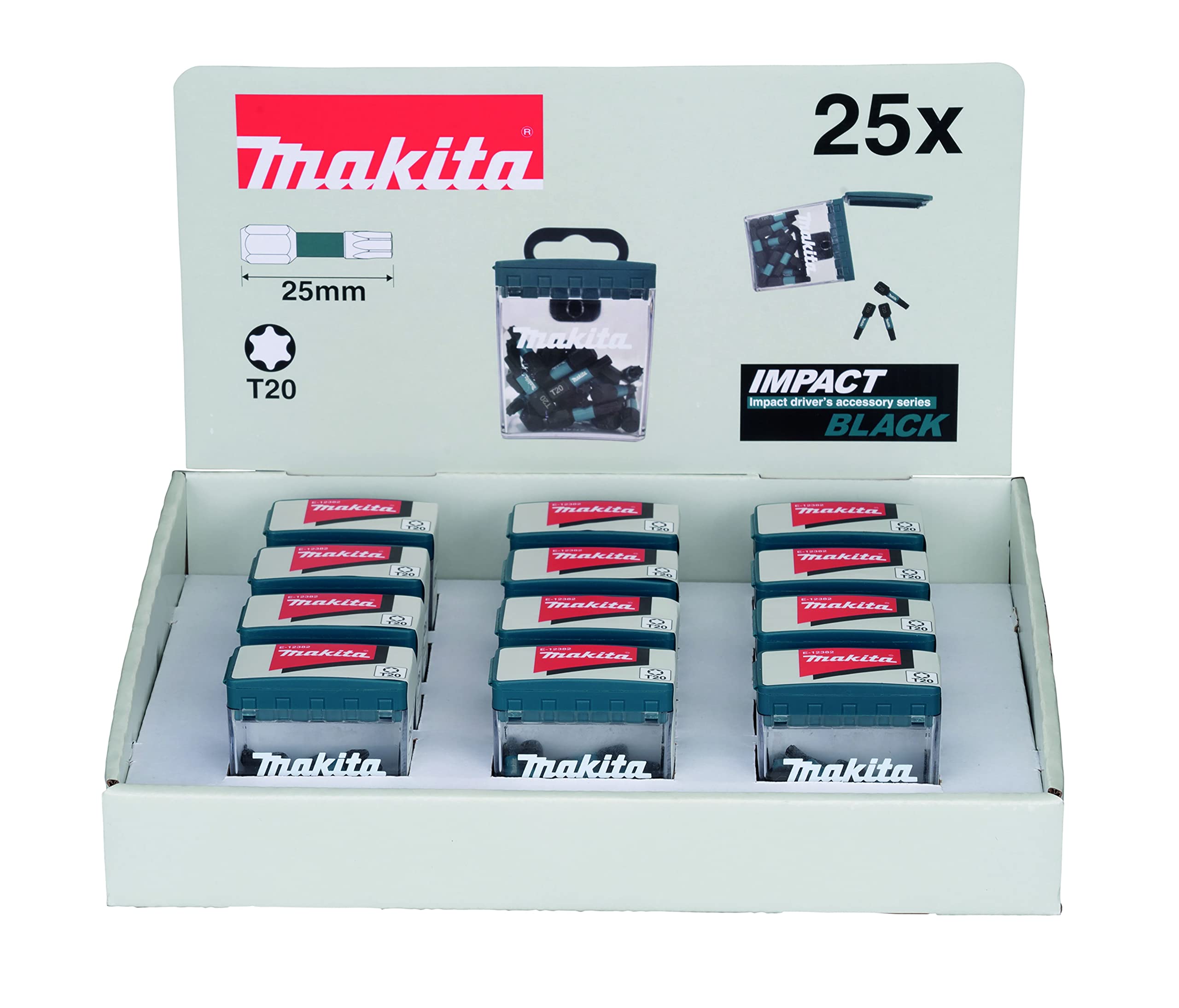 Makita Impact Black - Juego de brocas (25 piezas en maletín, puntas de destornillador/brocas)