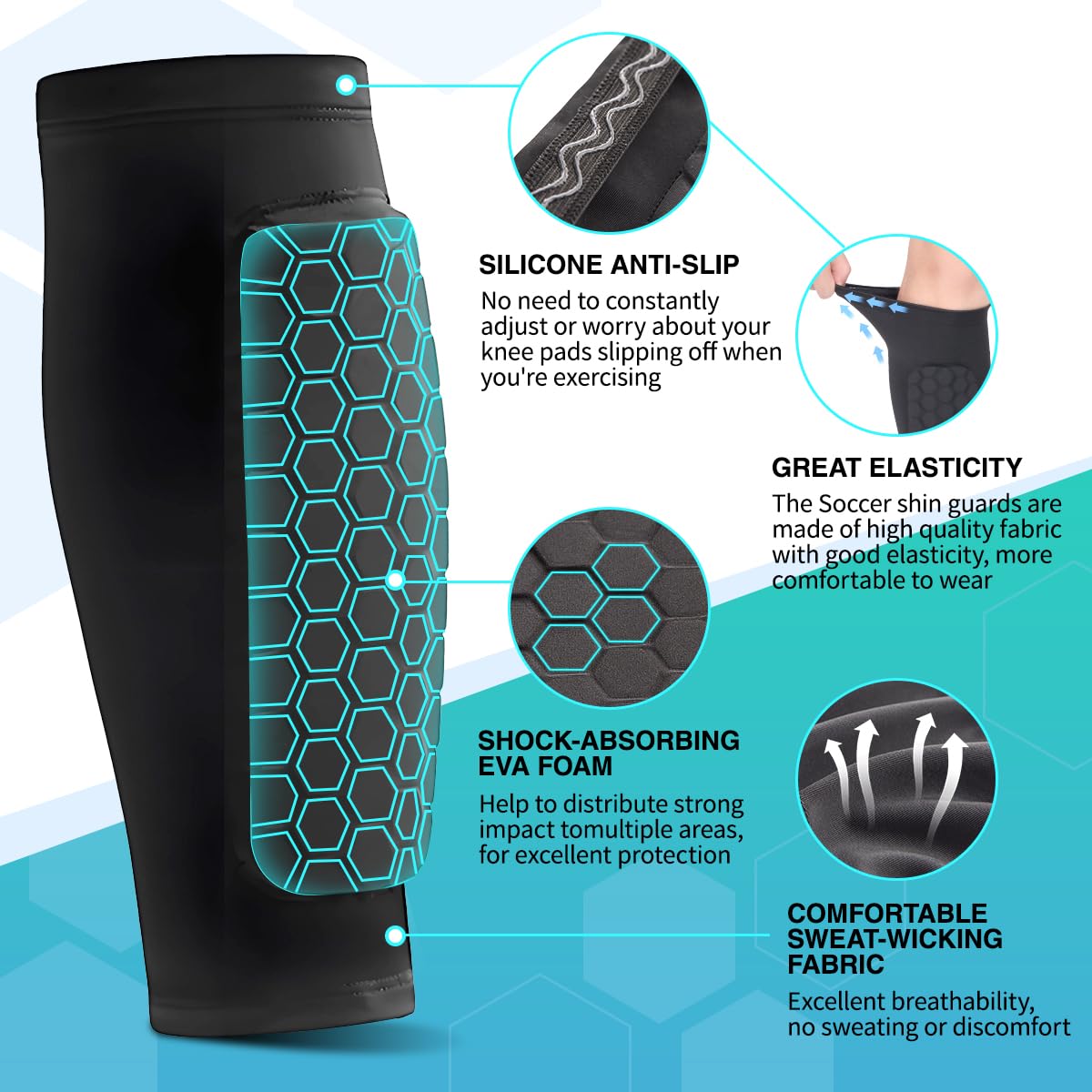 Tvvcalk 1 Paire Protege Tibia Foot pour Enfant et Adulte, Football Shin Guards, Ski Shin Guards, Respirants & Anti-Chocs
