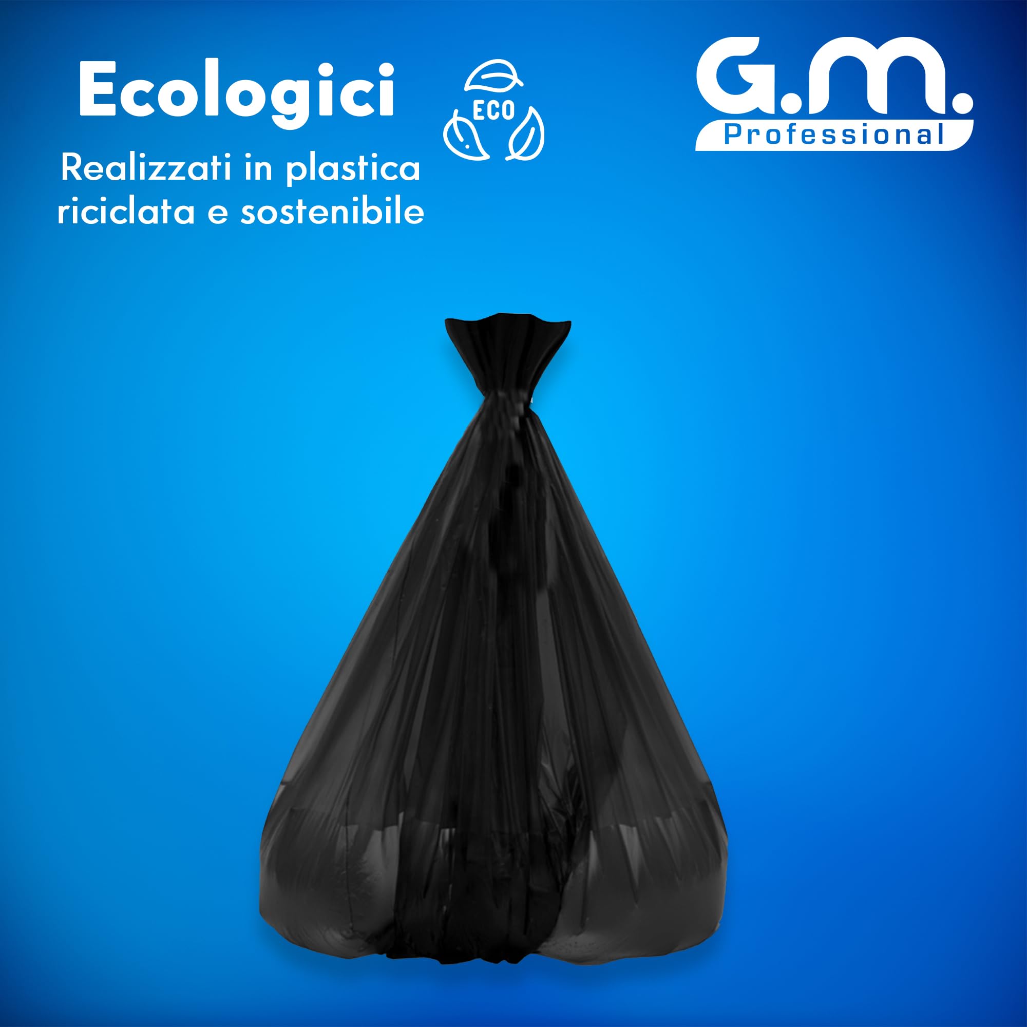 GM 120 Sacchi Spazzatura 70x110 cm, Colore NERO, Capacità 110 Litri, Media Resistenza, Antigoccia, Sacchetti per Raccolta Indifferenziata, Fatti in plastica LDPE Made in Italy, 6 Rotoli da 20 Pezzi