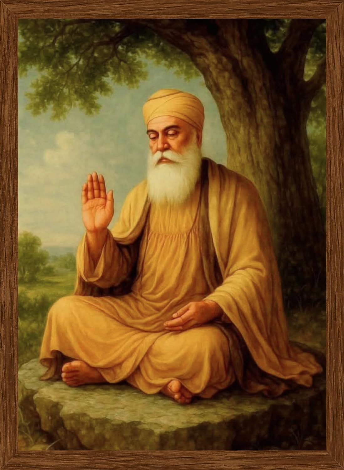 DIVARTH Guru Nanak Dev Ji Photo Frame Waheguru Sikh Guru Photos for Wall Hanging Home Decor Religious Spiritual Painting Living Room Decoration 10x13 Inch Premium Frame (Brown)-image-44