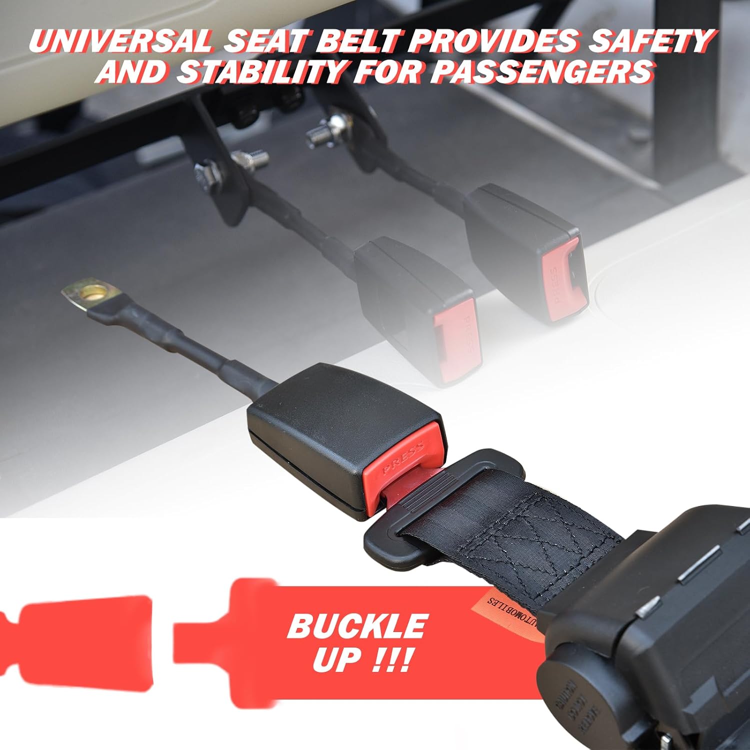 Golf Cart Seat Belts, 2 Pack Retractable Universal Golf Cart Seat Belt Kit Compatible with EZGO TXT RXV, Yamaha, Club Car DS Precedent Yamaha UTV & Most Golf Cart (Style 2)