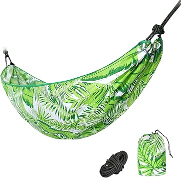 Single Hammock 90 X 59 Inch Thicker Ropes, Softer Fabric, Lighter Weight, 150 Kg Capacity, Can Be Used As A Garden Swing Or Taken On Camping Trips With The FamilySize230X 100CM,ColorBanana Leaf