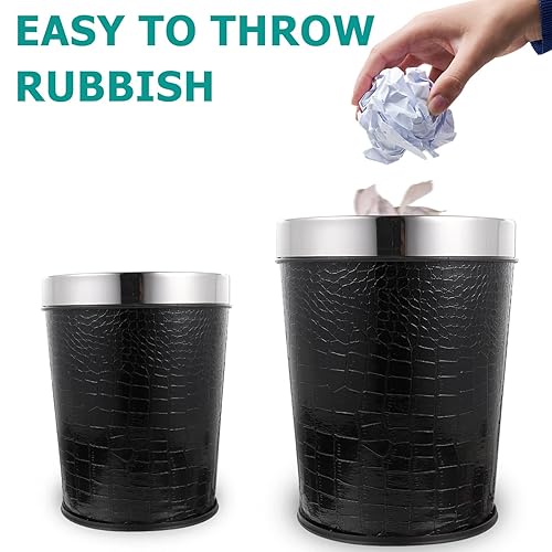 Miniatura 8 de Operitacx Cubo de basura retro para el hogar multiuso, sin tapa, cubo de basura para cocina, baño, dormitorio, oficina, versátil, capacidad de litros