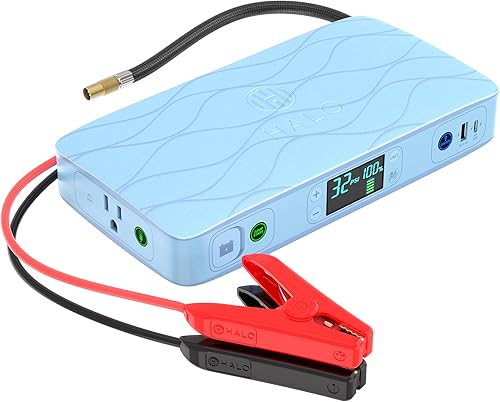 Miniatura 11 de HALO Bolt Ultimate 2 - Arrancador de batería portátil para automóvil Compresor de aire de 130 PSI, banco de energía USB de 55.5 Wh con salida